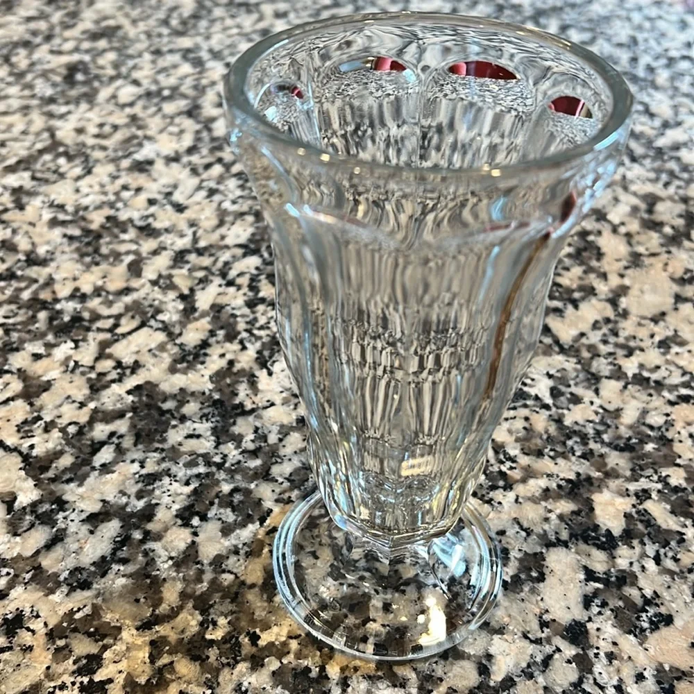 Vintage Octagonal heavy malt shake soda fountain parfait clear tall glass 6 5/8